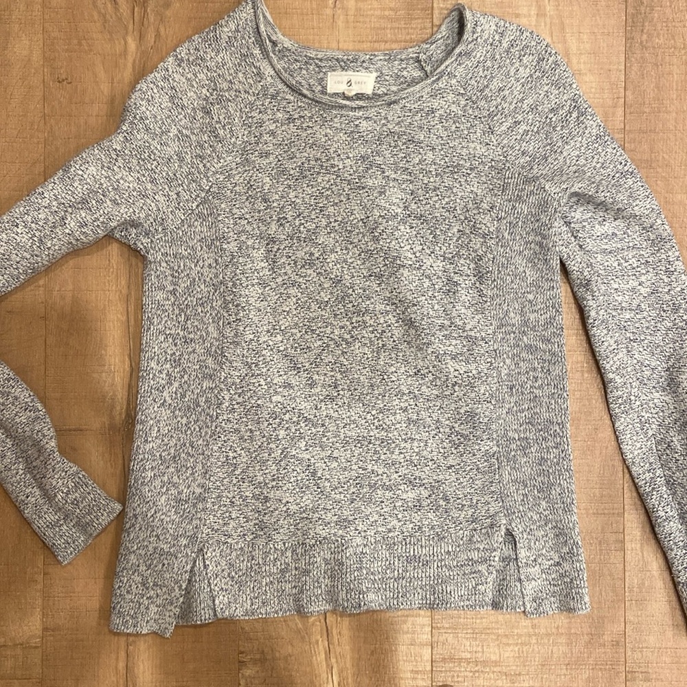 Lou and Grey Spring cotton sweater blue and white